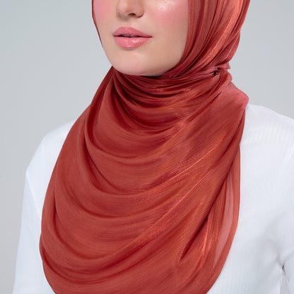 'NEW' Raia Shawl | Ironless Shimmer in Brick Orange