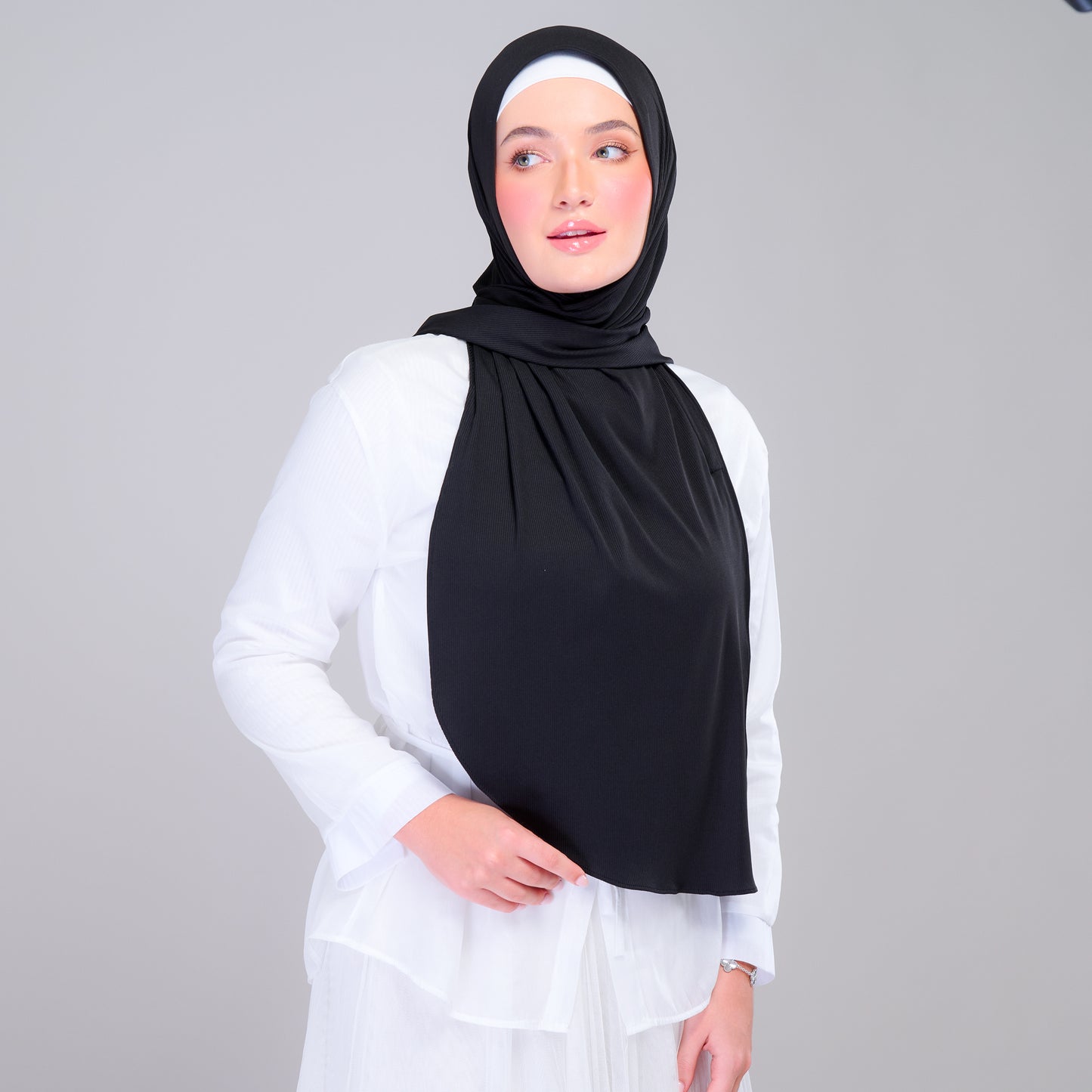 Instant Tag n' Go Shawl | Ribbed Jersey in Black