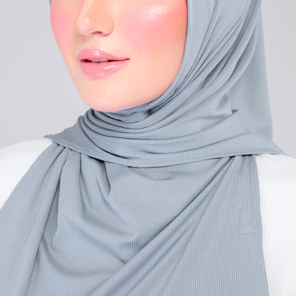 Instant Tag n' Go Shawl | Ribbed Jersey in Denim Blue