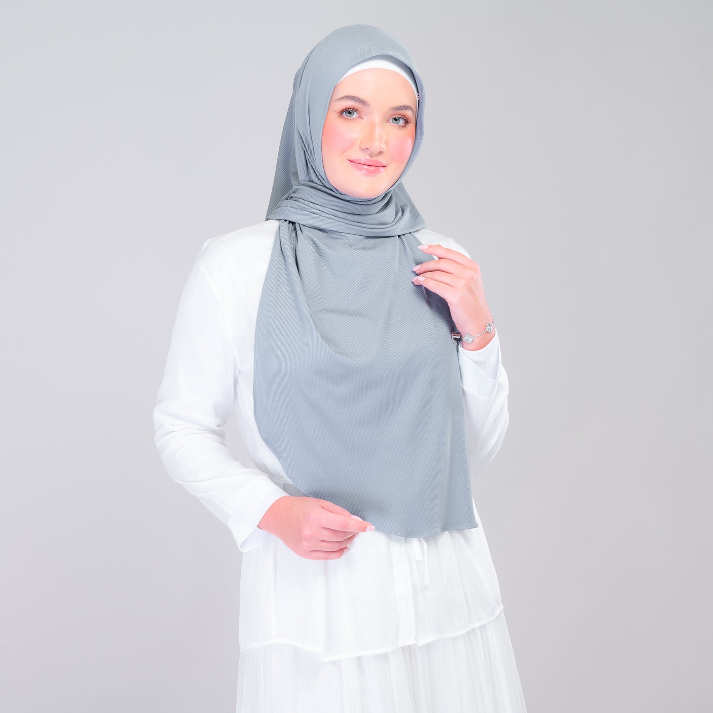 Instant Tag n' Go Shawl | Ribbed Jersey in Denim Blue