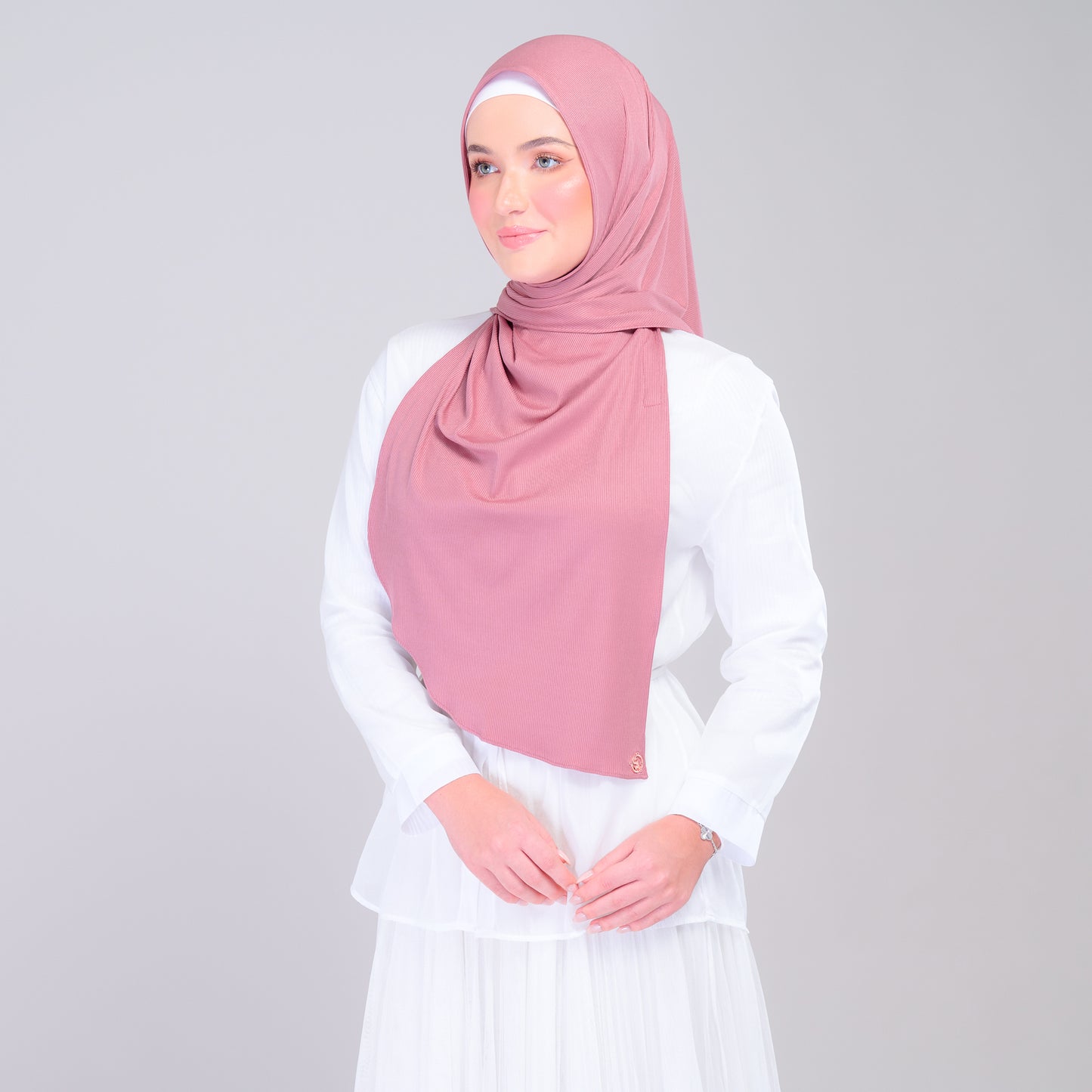 Instant Tag n' Go Shawl | Ribbed Jersey in Dusty Berry