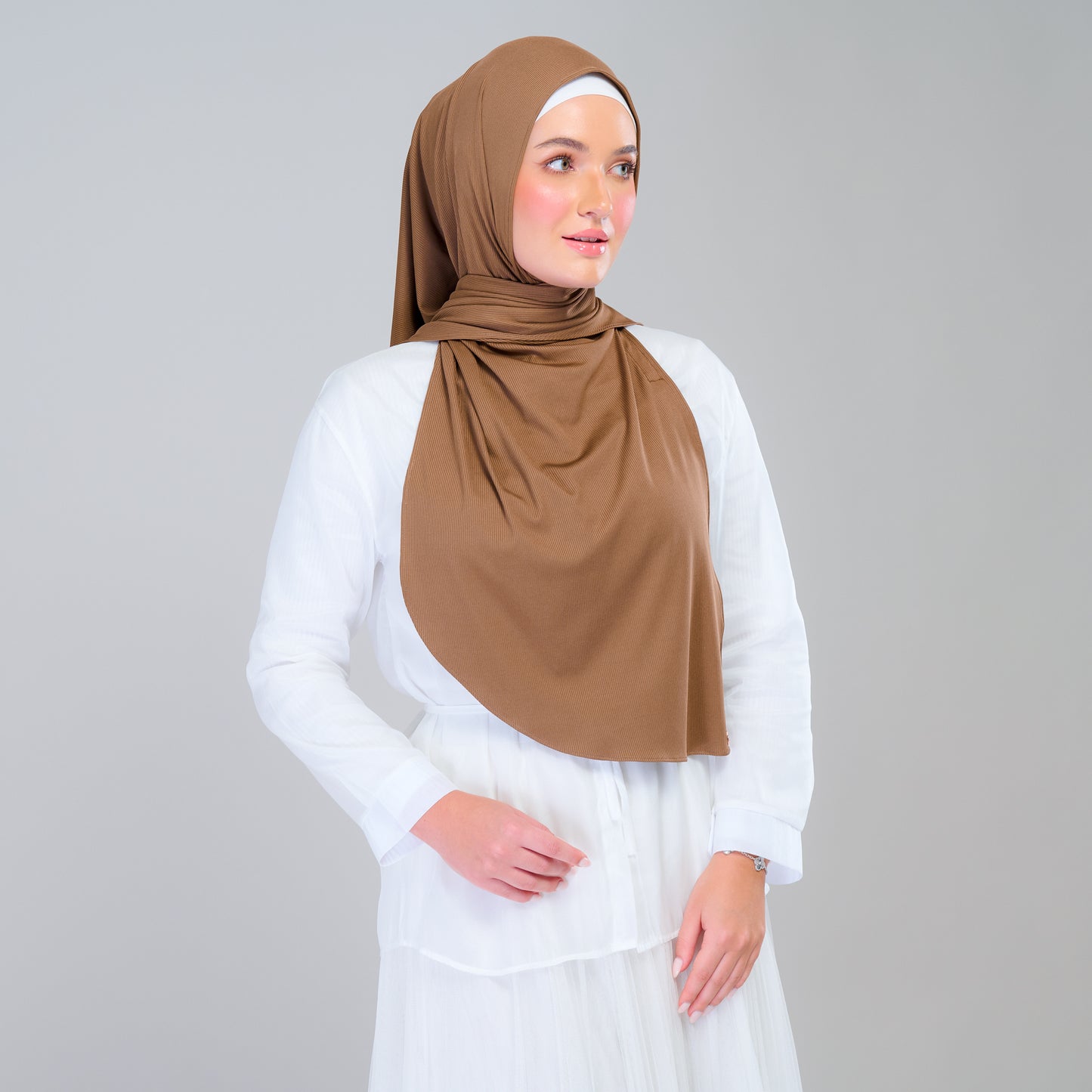 Instant Tag n' Go Shawl | Ribbed Jersey in Mocha Taupe