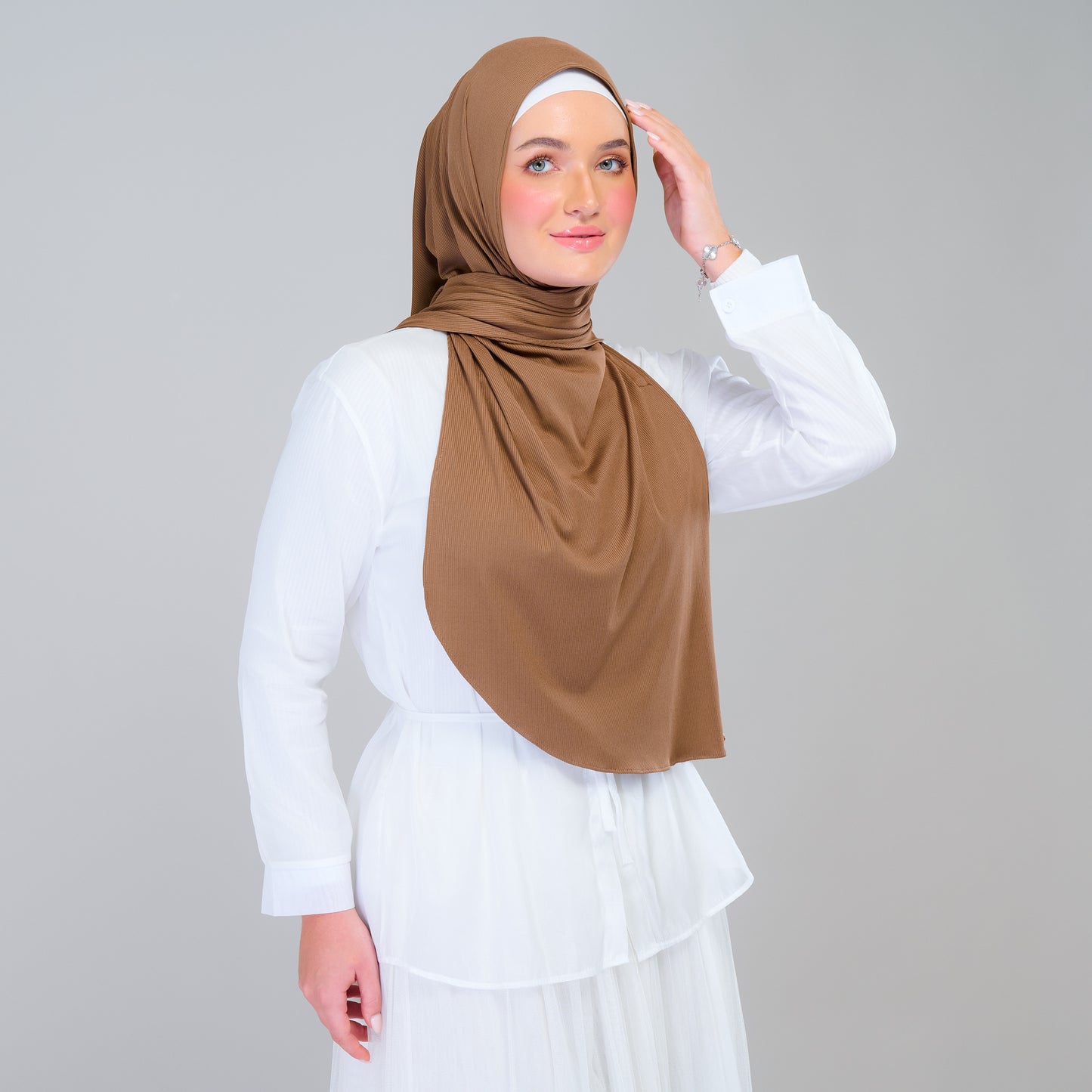 Instant Tag n' Go Shawl | Ribbed Jersey in Mocha Taupe