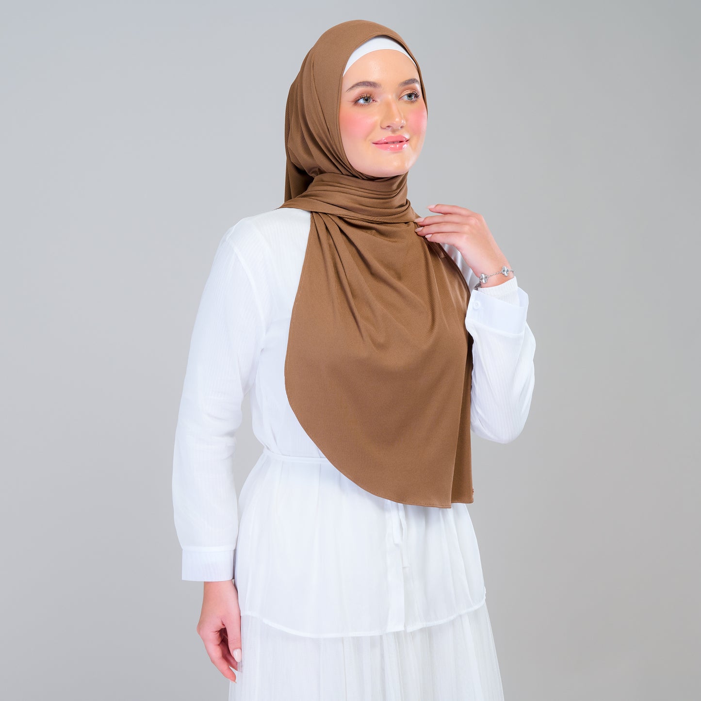 Instant Tag n' Go Shawl | Ribbed Jersey in Mocha Taupe