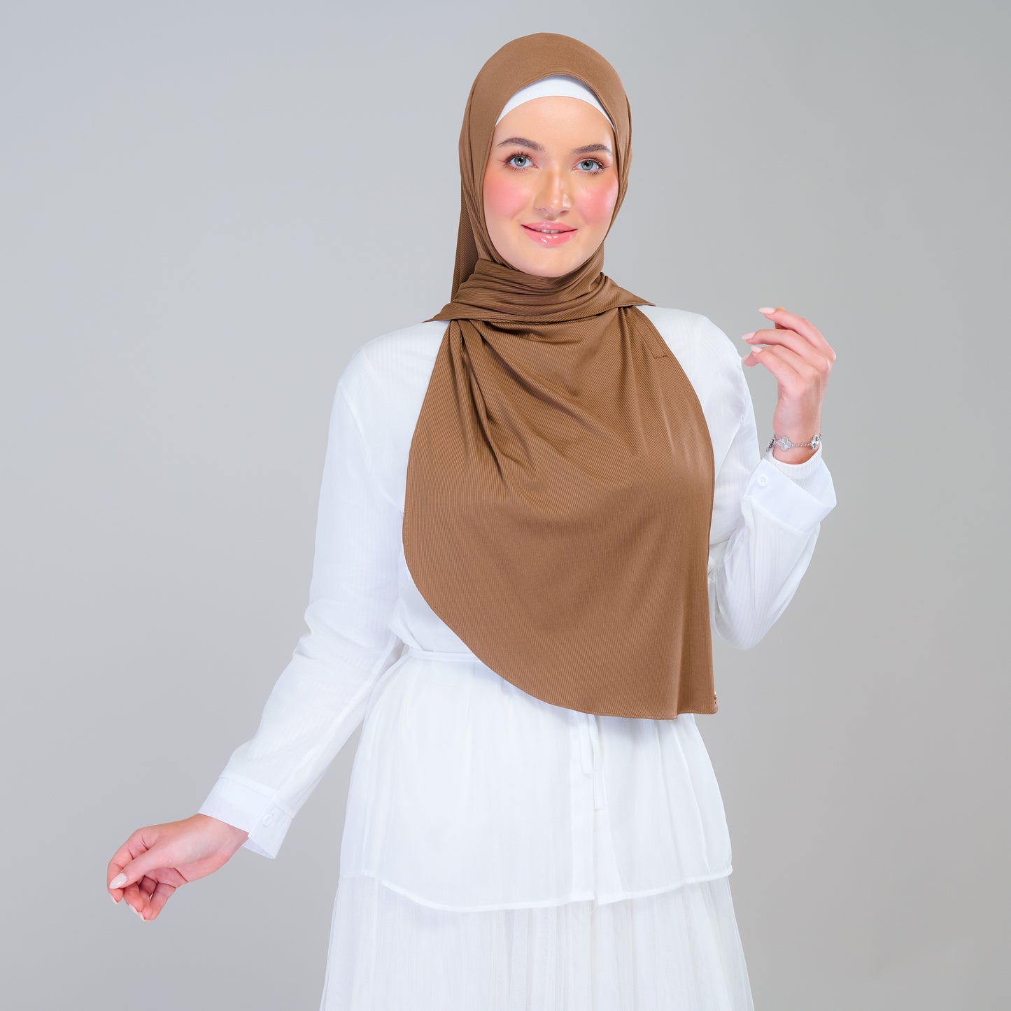 Instant Tag n' Go Shawl | Ribbed Jersey in Mocha Taupe