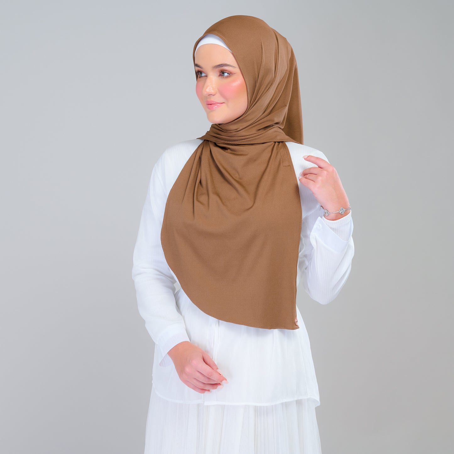 Instant Tag n' Go Shawl | Ribbed Jersey in Mocha Taupe