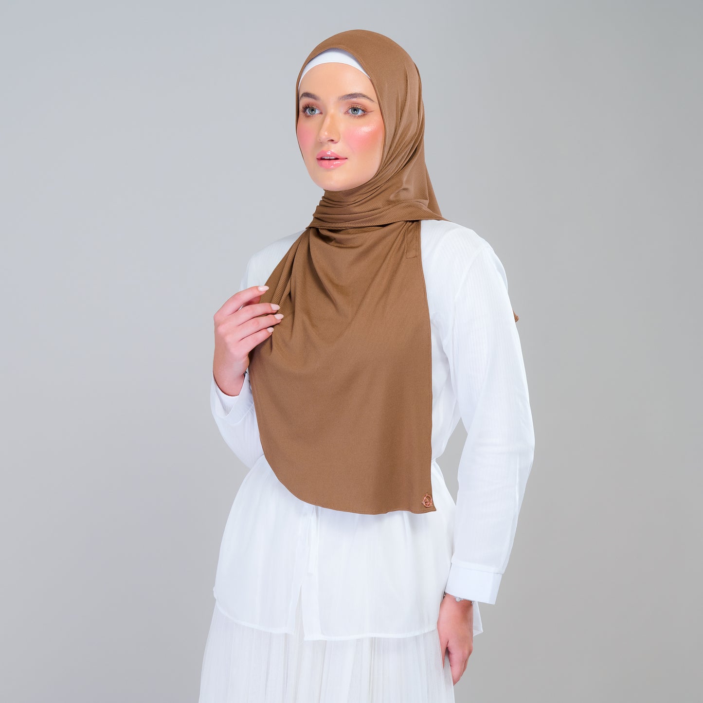 Instant Tag n' Go Shawl | Ribbed Jersey in Mocha Taupe