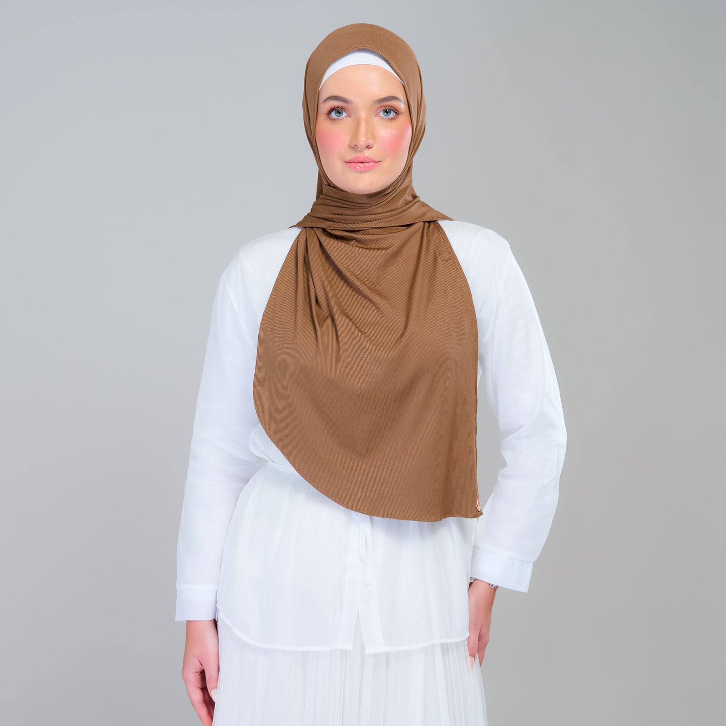 Instant Tag n' Go Shawl | Ribbed Jersey in Mocha Taupe