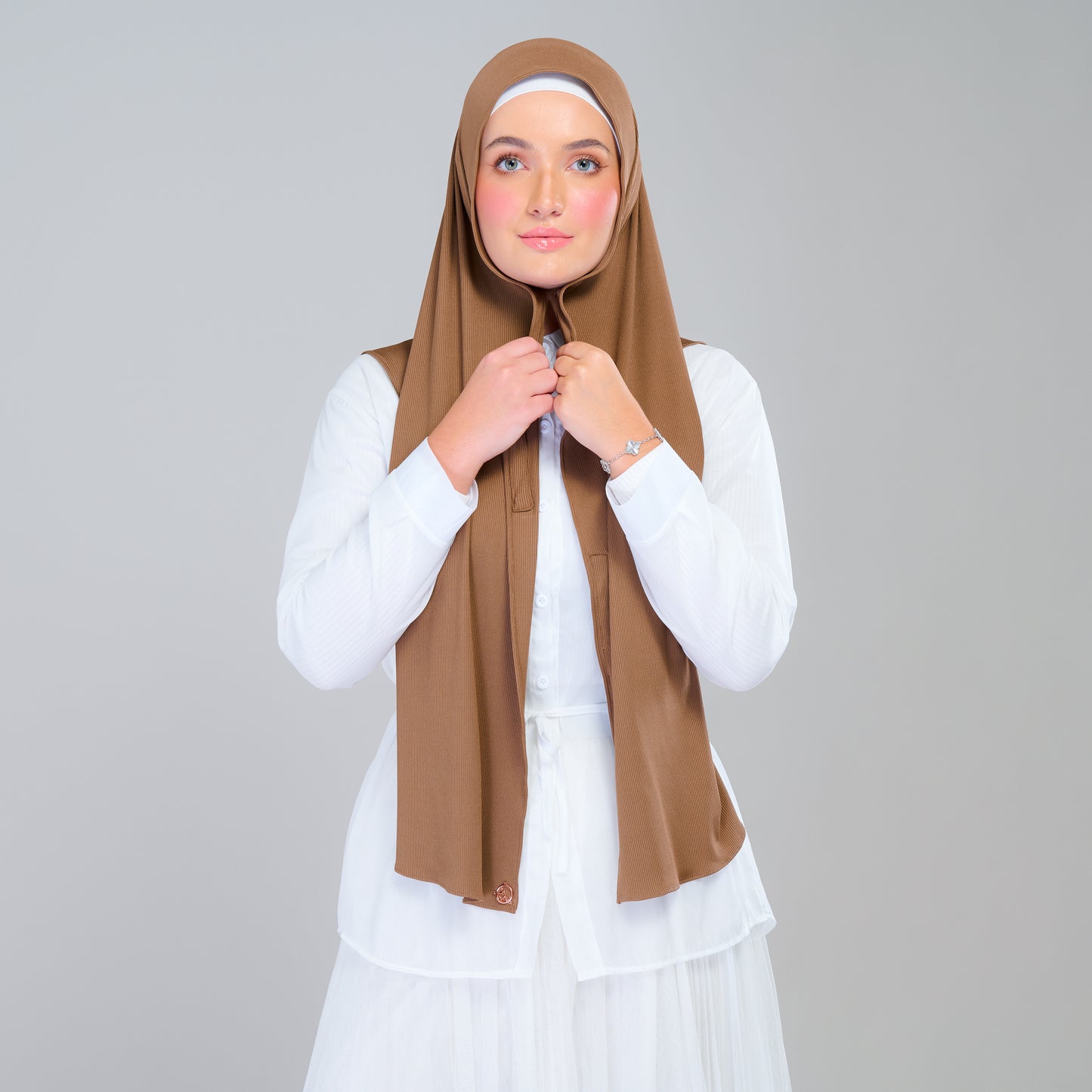 Instant Tag n' Go Shawl | Ribbed Jersey in Mocha Taupe