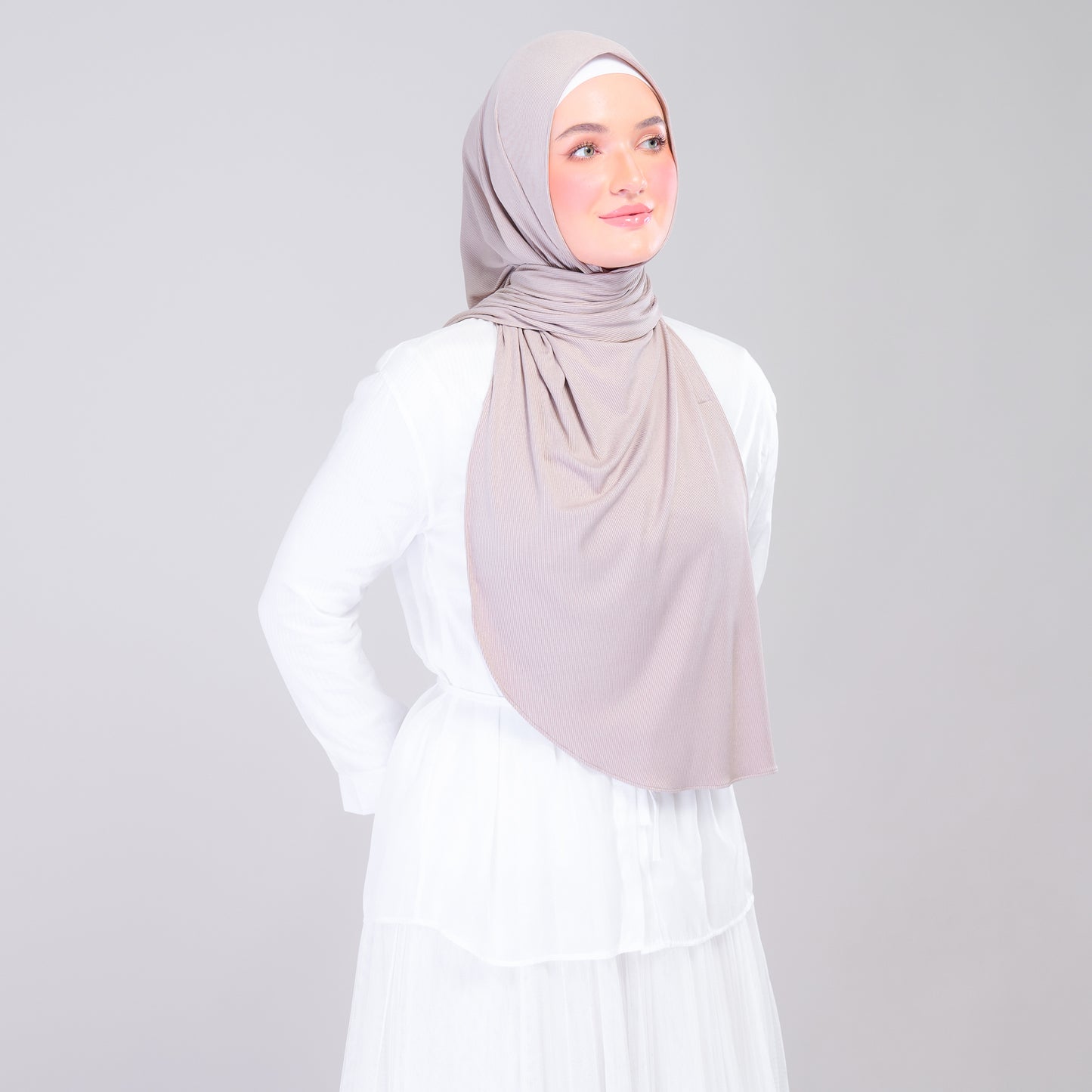 Instant Tag n' Go Shawl | Ribbed Jersey in Natural Taupe