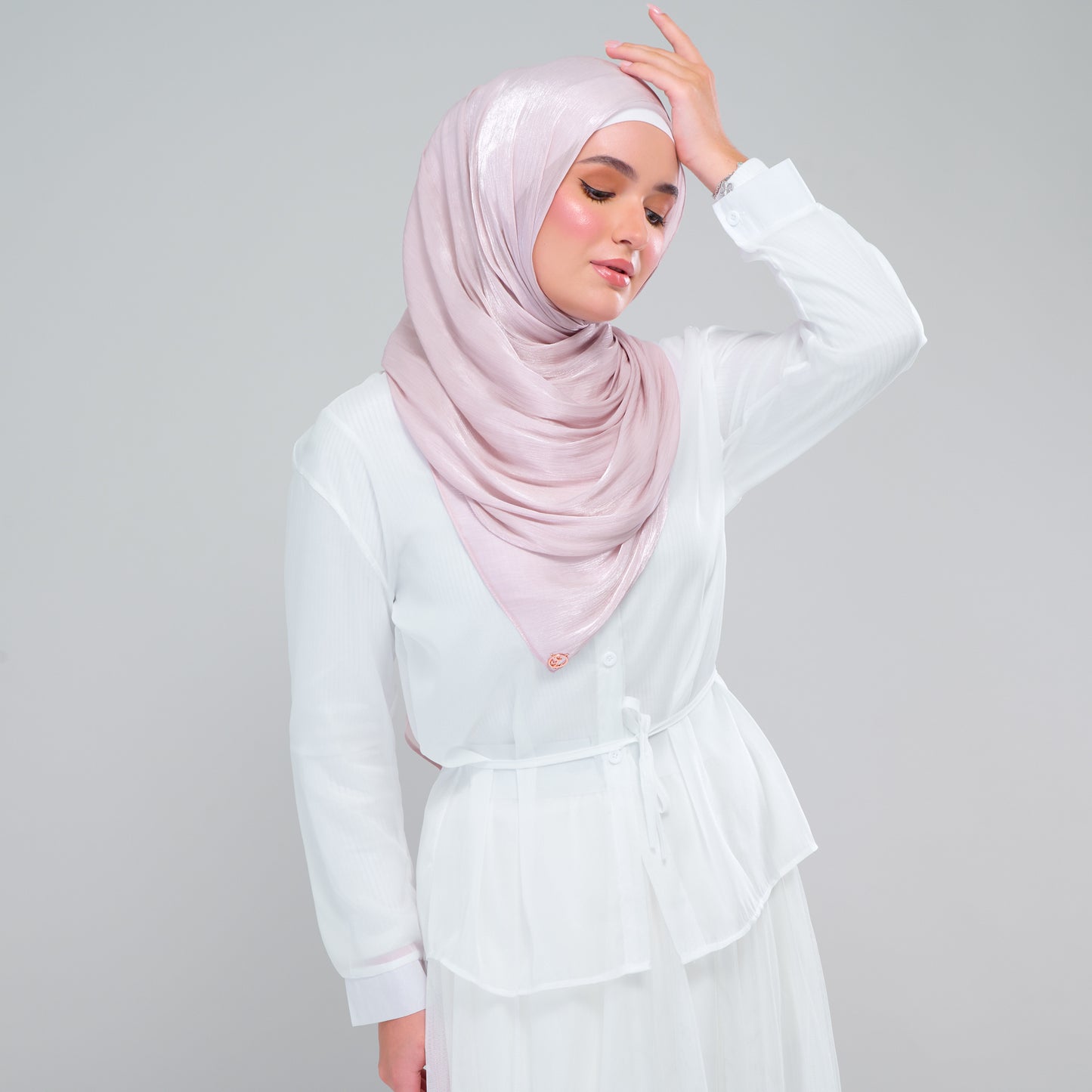 'NEW' Raia Shawl | Ironless Shimmer in Nude Rose