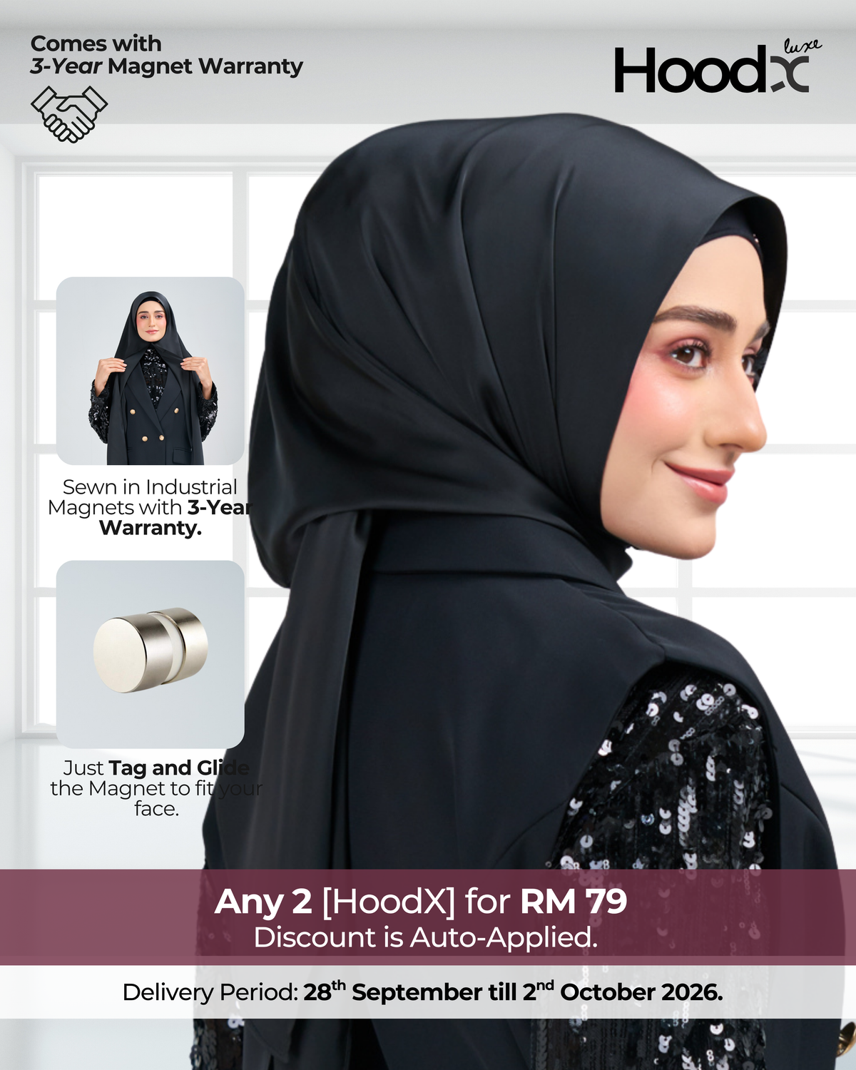 HoodX Luxe in Raven Black