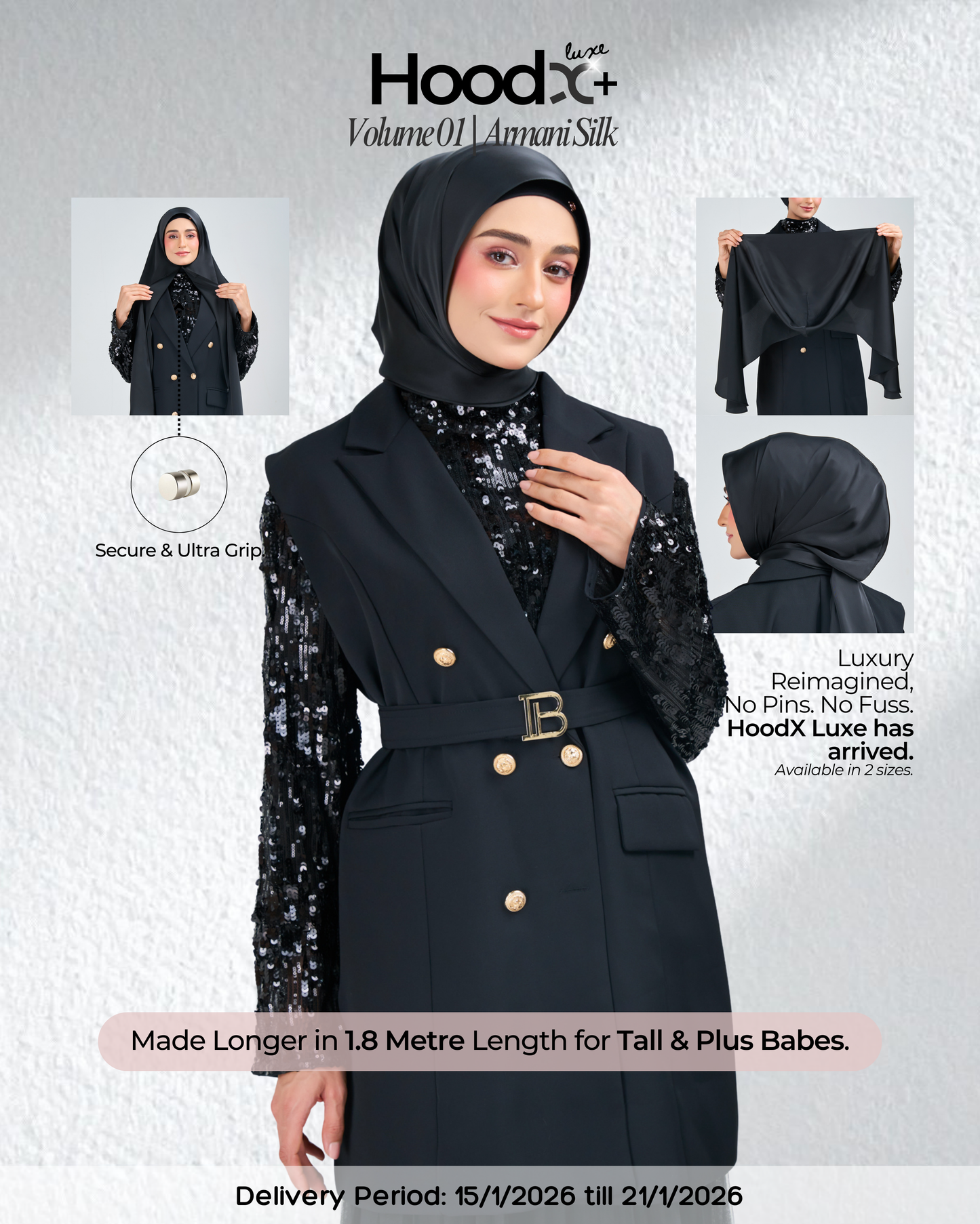 HoodX⁺Plus Luxe in Raven Black