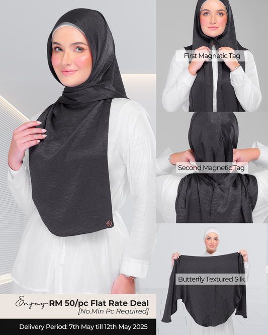 [★New] Instant Tag n' Go Butterfly | Textured Silk in Raven Grey