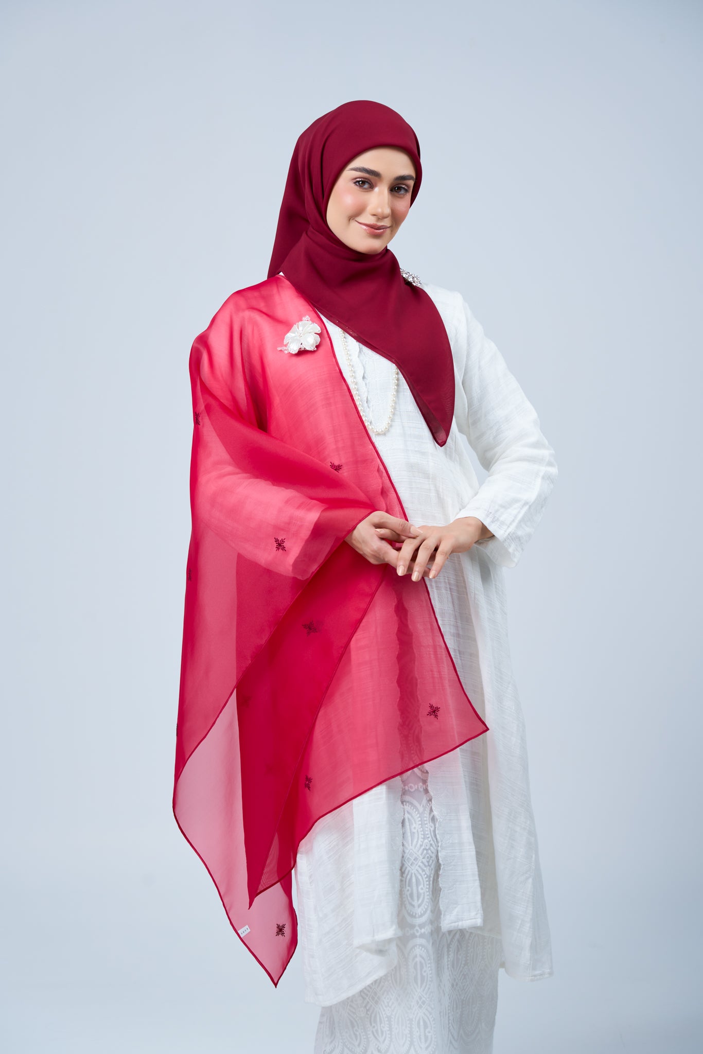 Selendang Rhea in Mawar [Maroon]