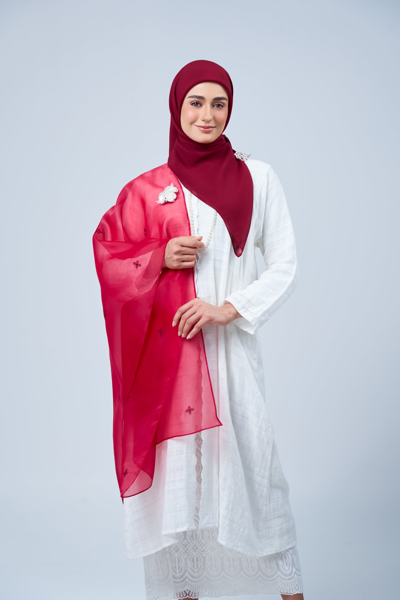 Selendang Rhea in Mawar [Maroon]