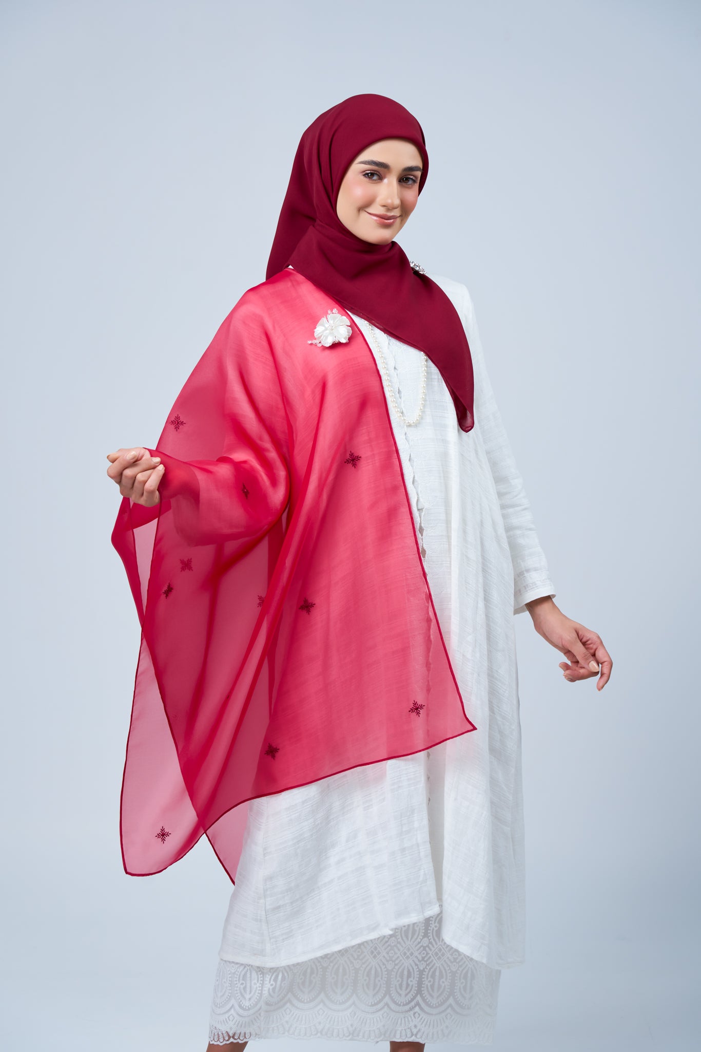 Selendang Rhea in Mawar [Maroon]