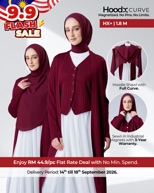 [9.9 Special] HoodX⁺Plus Curve in Romantic Crimson [Korean Chiffon]
