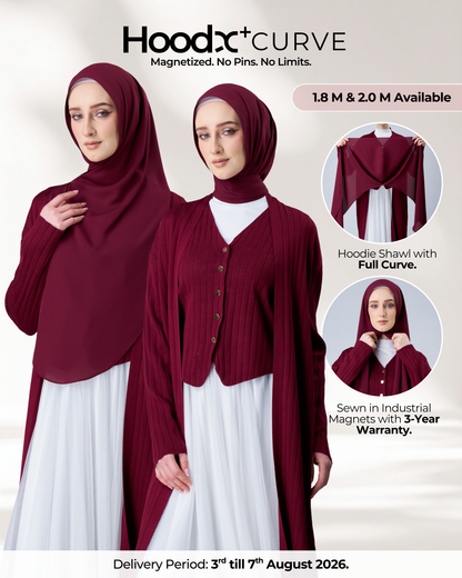 HoodX⁺Plus Curve in Romantic Crimson [Korean Chiffon]
