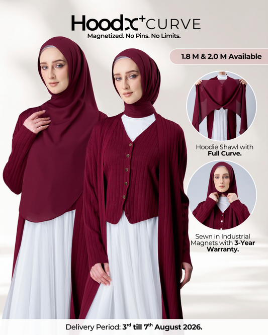 HoodX⁺Plus Curve in Romantic Crimson [Korean Chiffon]