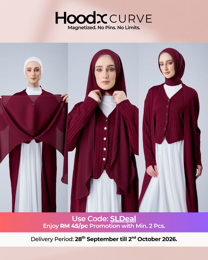 HoodX Curve in Romantic Crimson [Korean Chiffon]