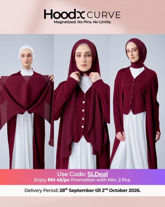 HoodX Curve in Romantic Crimson [Korean Chiffon]