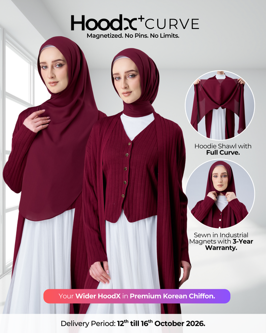 HoodX⁺Plus Curve in Romantic Crimson [Korean Chiffon]