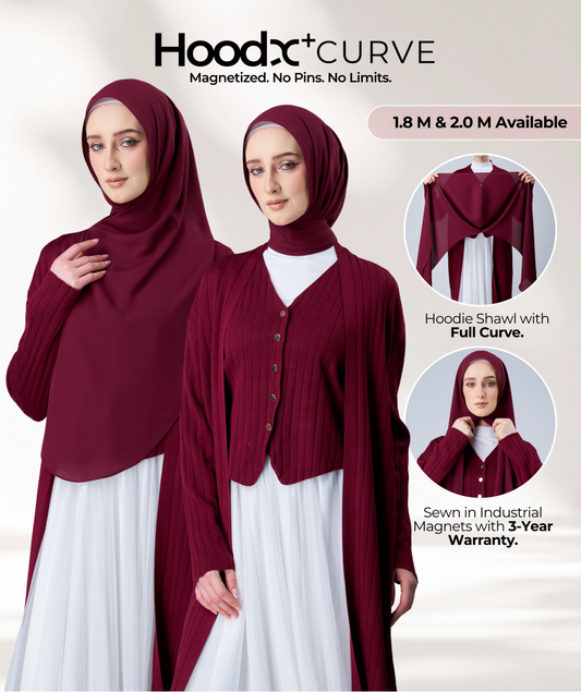 [8.8 MARKDOWN] HoodX⁺Plus Curve in Romantic Crimson [Korean Chiffon]