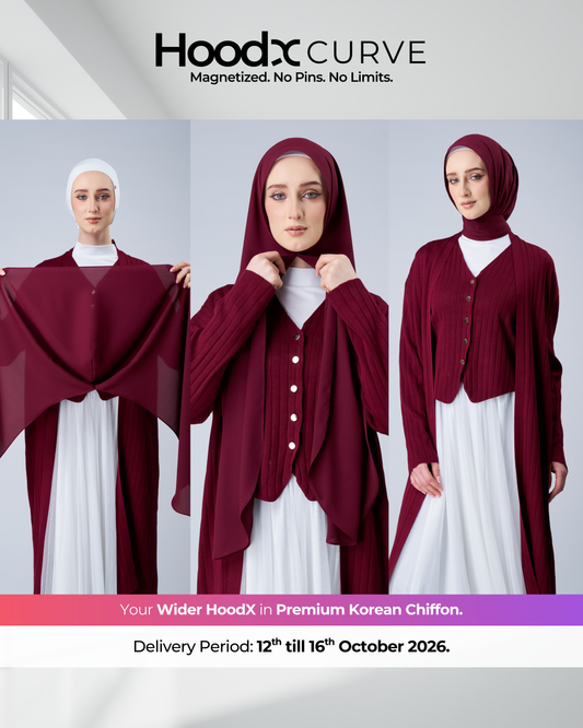 HoodX Curve in Romantic Crimson [Korean Chiffon]
