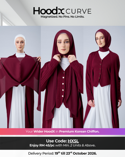 HoodX Curve in Romantic Crimson [Korean Chiffon]