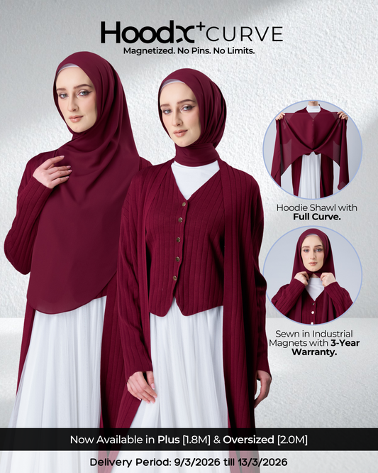HoodX⁺Plus Curve in Romantic Crimson [Korean Chiffon]
