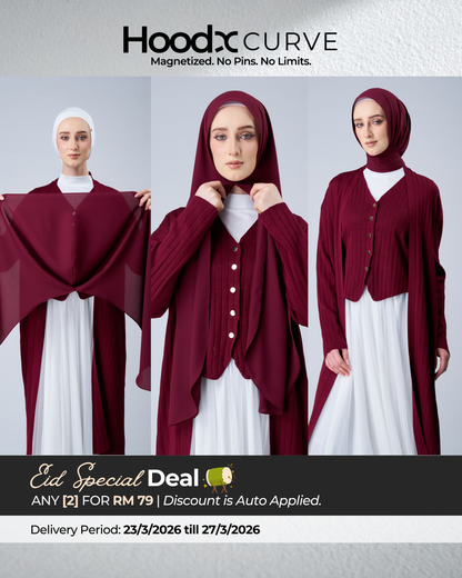 HoodX Curve in Romantic Crimson [Korean Chiffon]