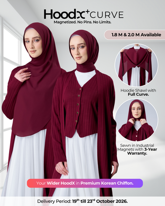 HoodX⁺Plus Curve in Romantic Crimson [Korean Chiffon]