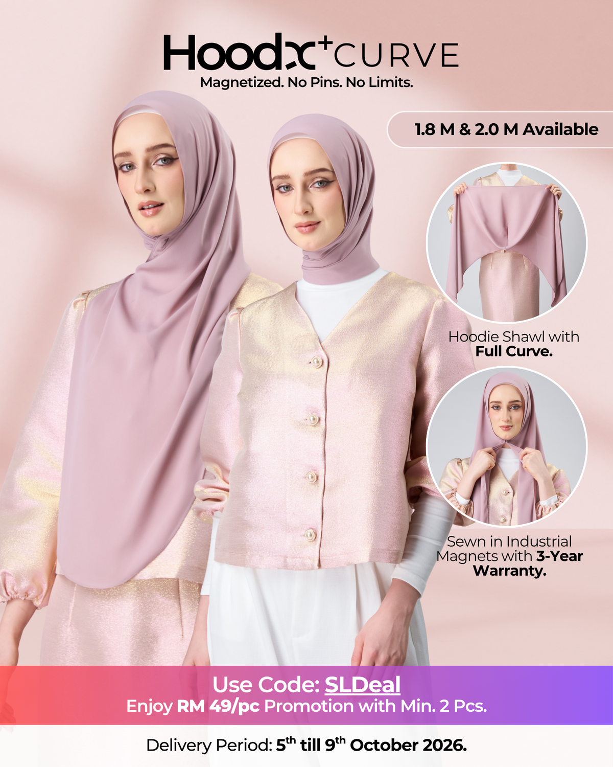 HoodX⁺Plus Curve in Rose [Korean Chiffon]