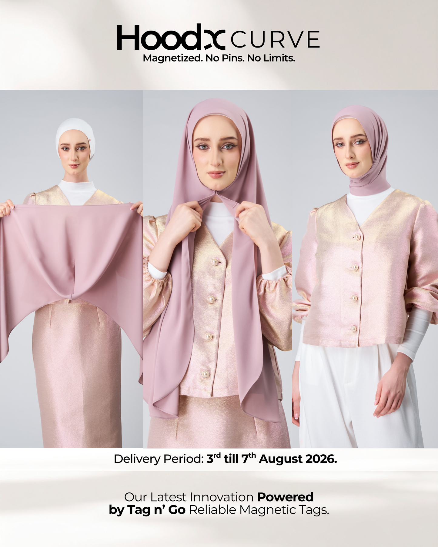 HoodX Curve in Rose [Korean Chiffon]