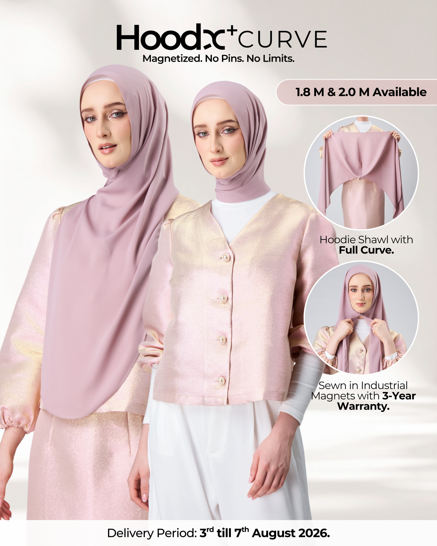 HoodX⁺Plus Curve in Rose [Korean Chiffon]