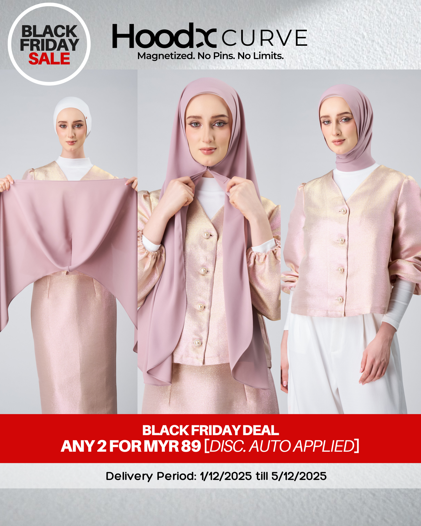 [BFS] HoodX Curve in Rose [Korean Chiffon]