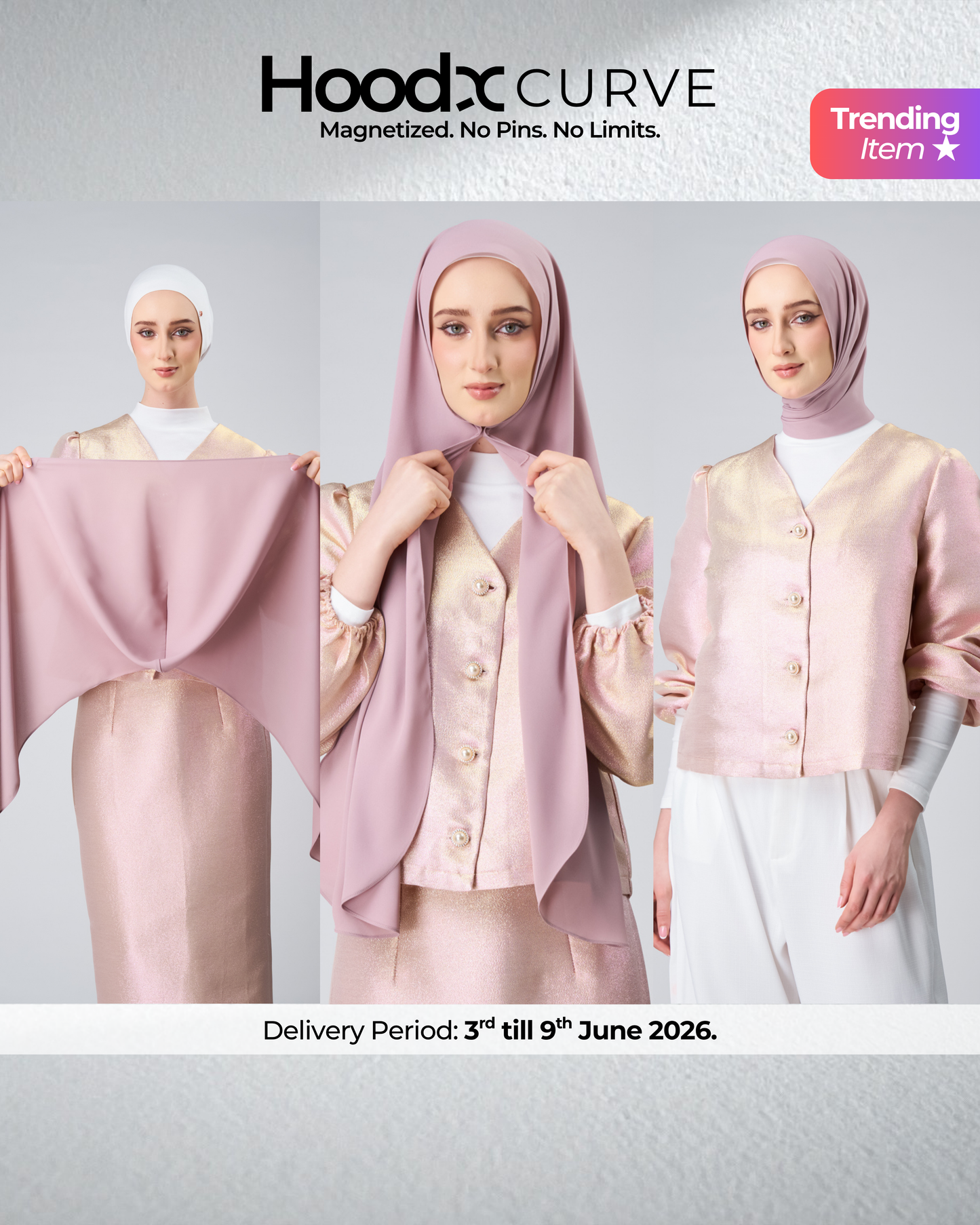 HoodX Curve in Rose [Korean Chiffon]