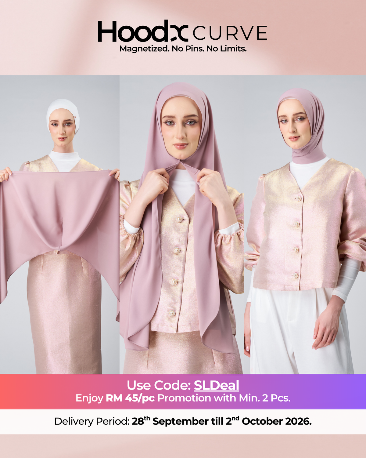 HoodX Curve in Rose [Korean Chiffon]