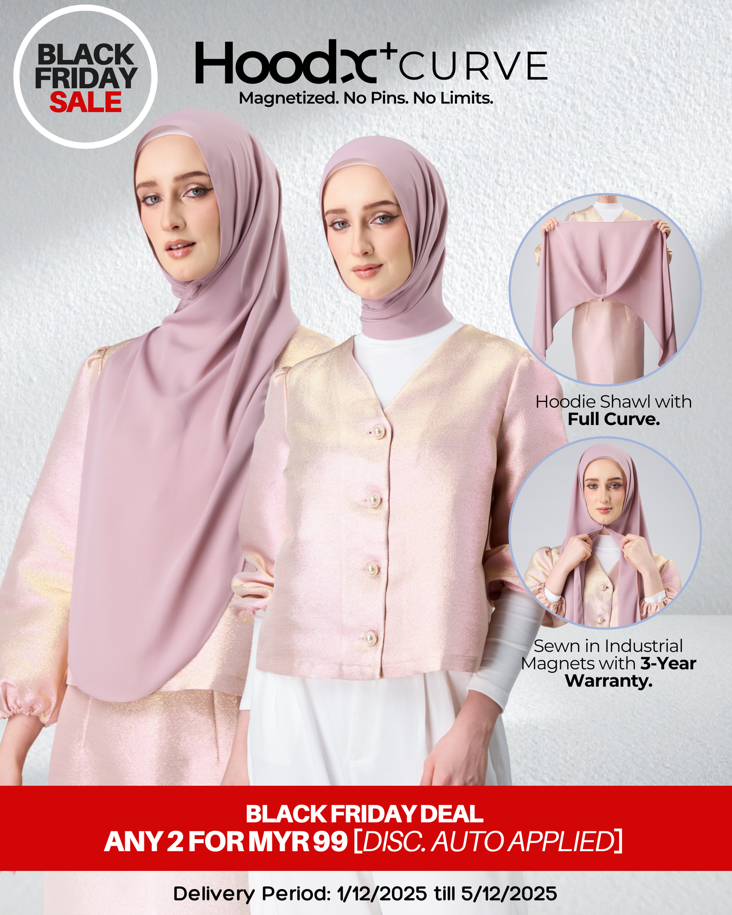 [BFS] HoodX⁺Plus Curve in Rose [Korean Chiffon]