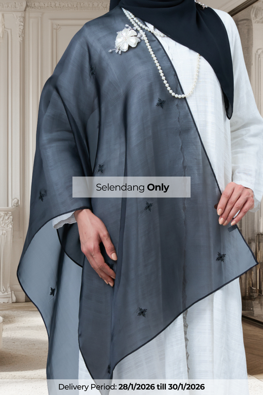 Selendang Rhea in Cempaka [Classic Black]