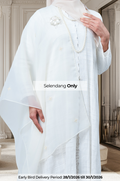 Selendang Rhea Raya Set in Kaseh [Oatmilk]