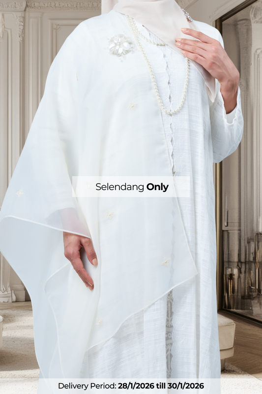 Selendang Rhea Raya Set in Kaseh [Oatmilk]