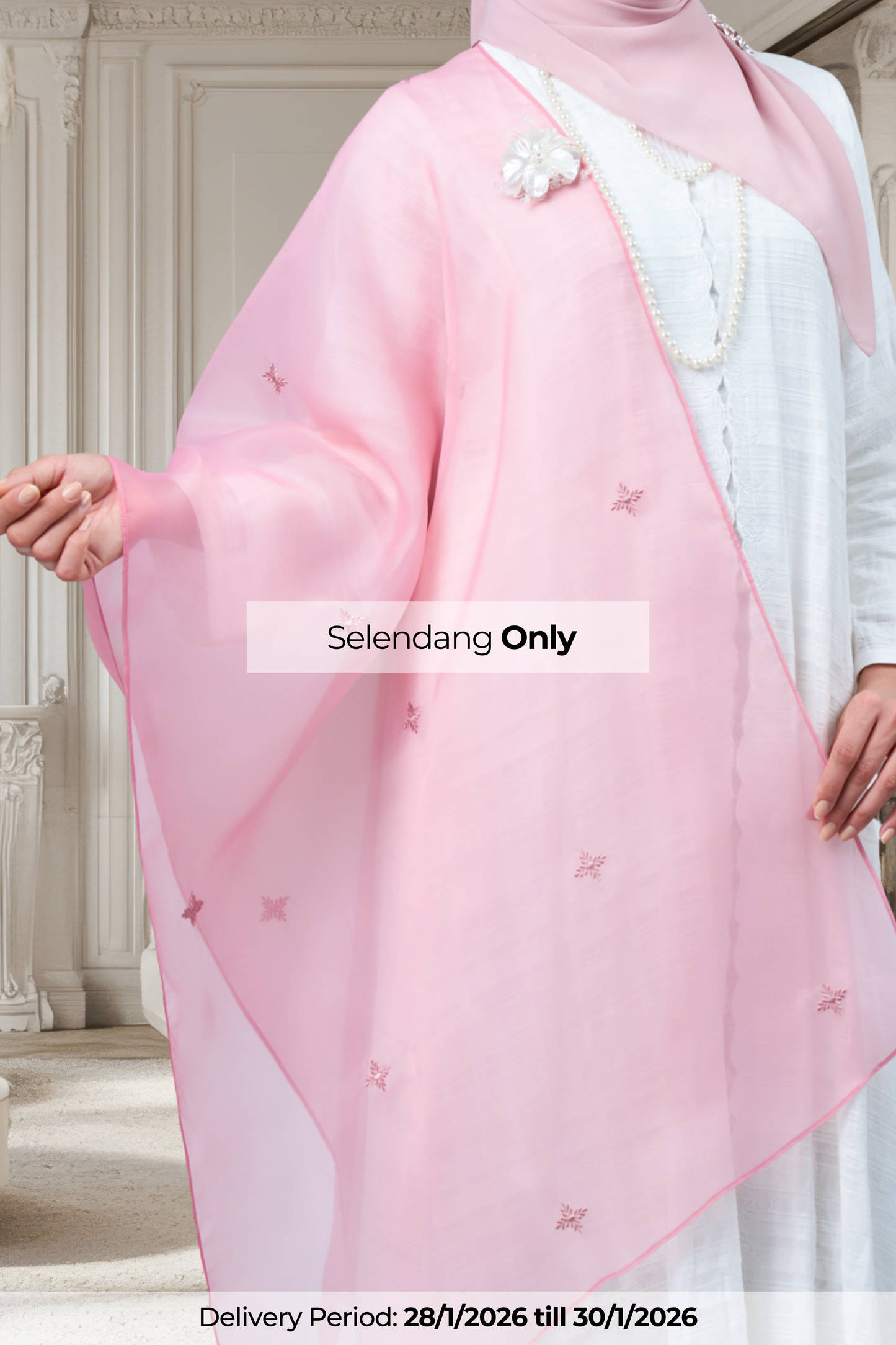 Selendang Rhea in Seroja [Dusty Pink]