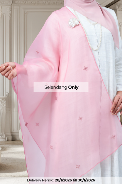 Selendang Rhea in Seroja [Dusty Pink]