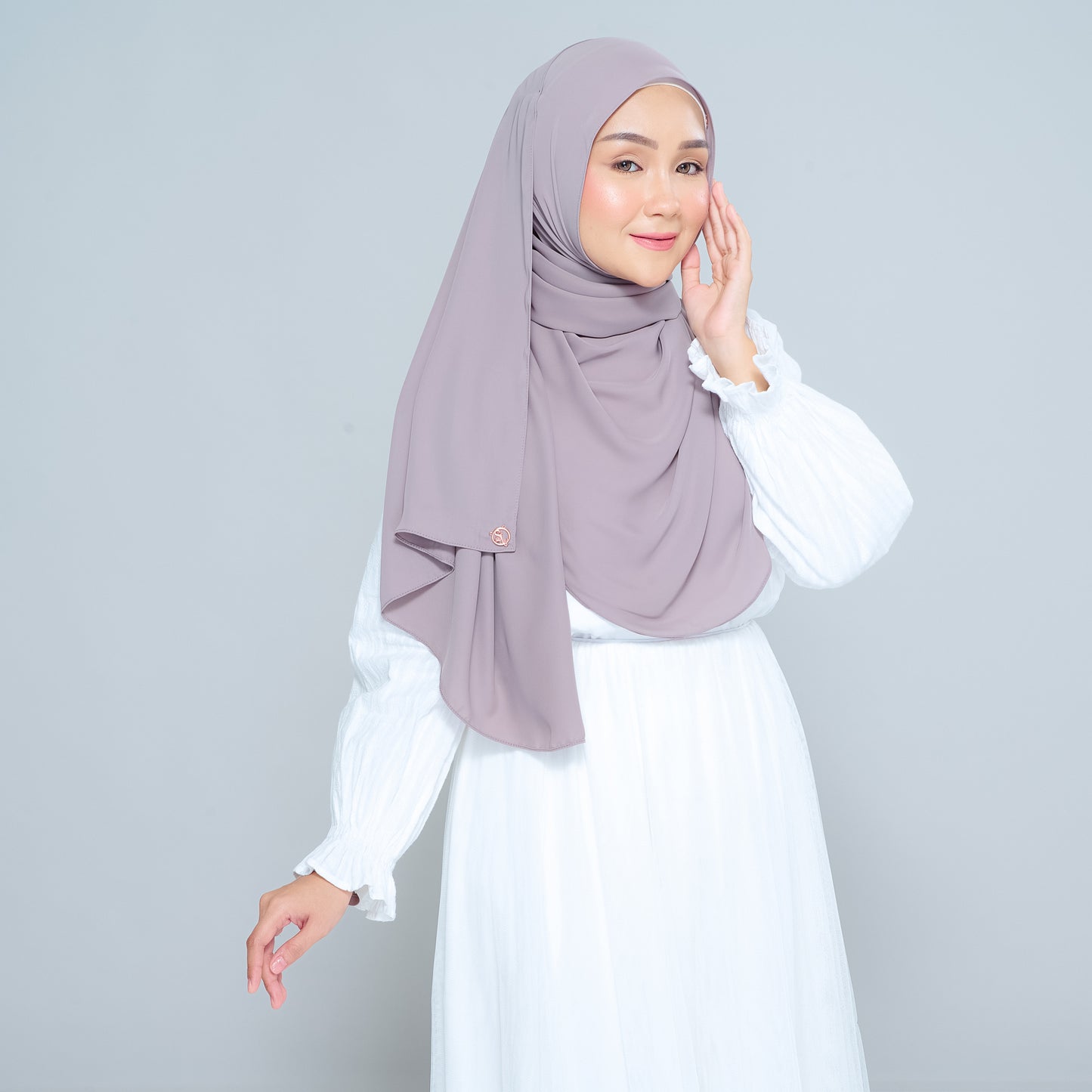 Semi-Instant Sarongje | Chiffon Silk in Ash Taupe