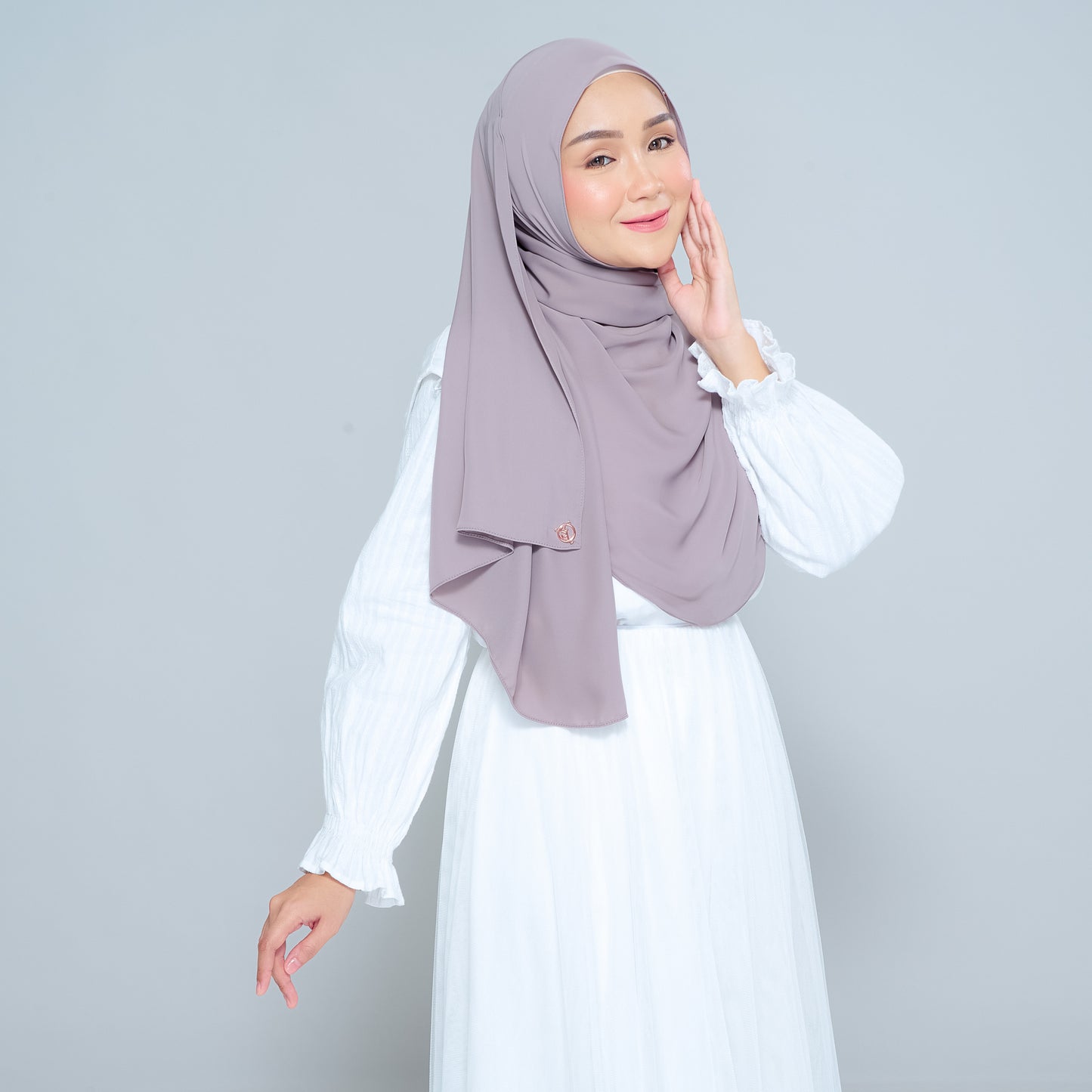 Semi-Instant Sarongje | Chiffon Silk in Ash Taupe