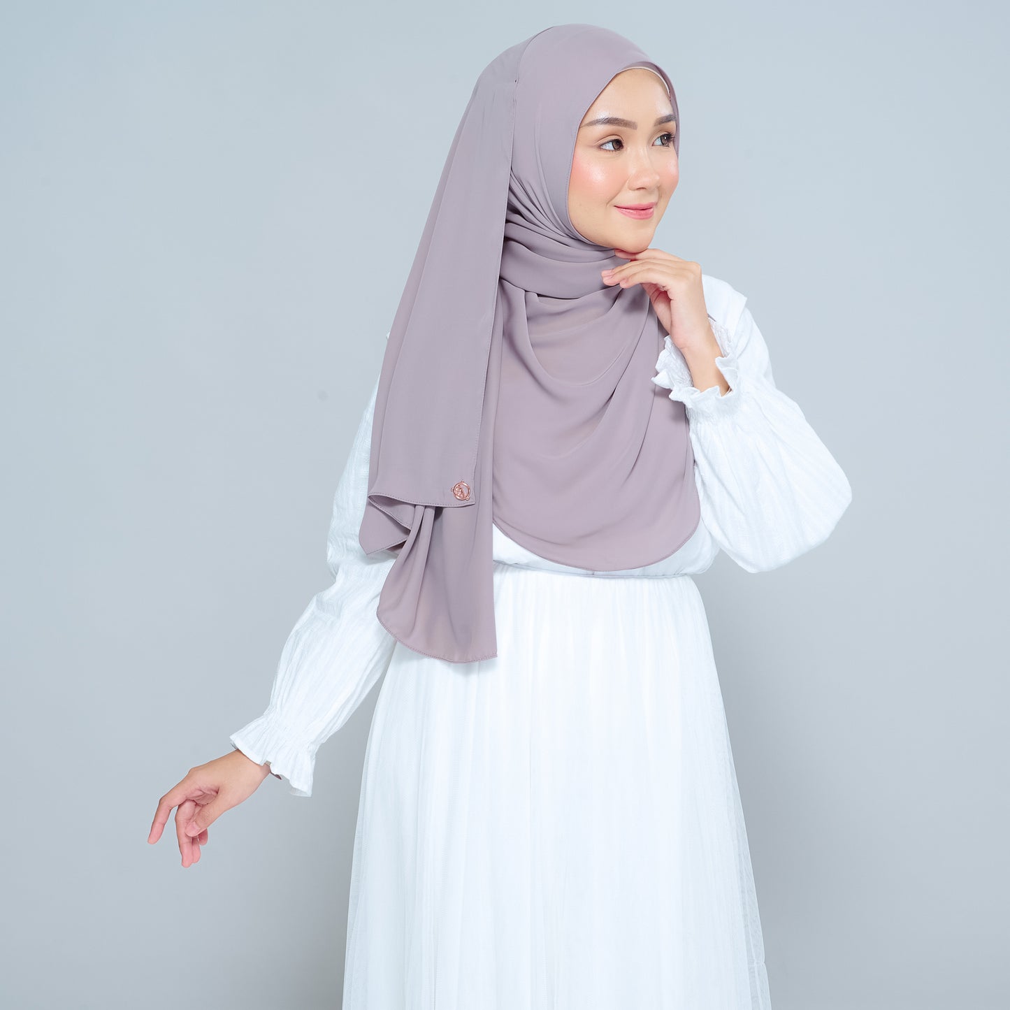 Semi-Instant Sarongje | Chiffon Silk in Ash Taupe