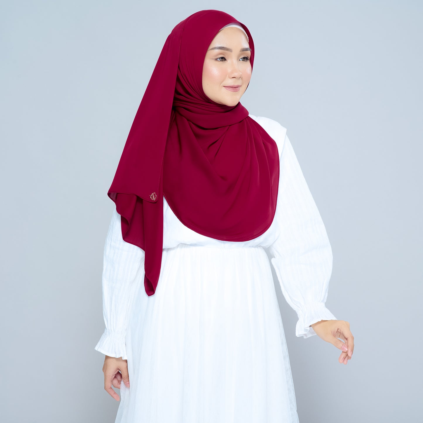 Semi-Instant Sarongje | Chiffon Silk in Crimson