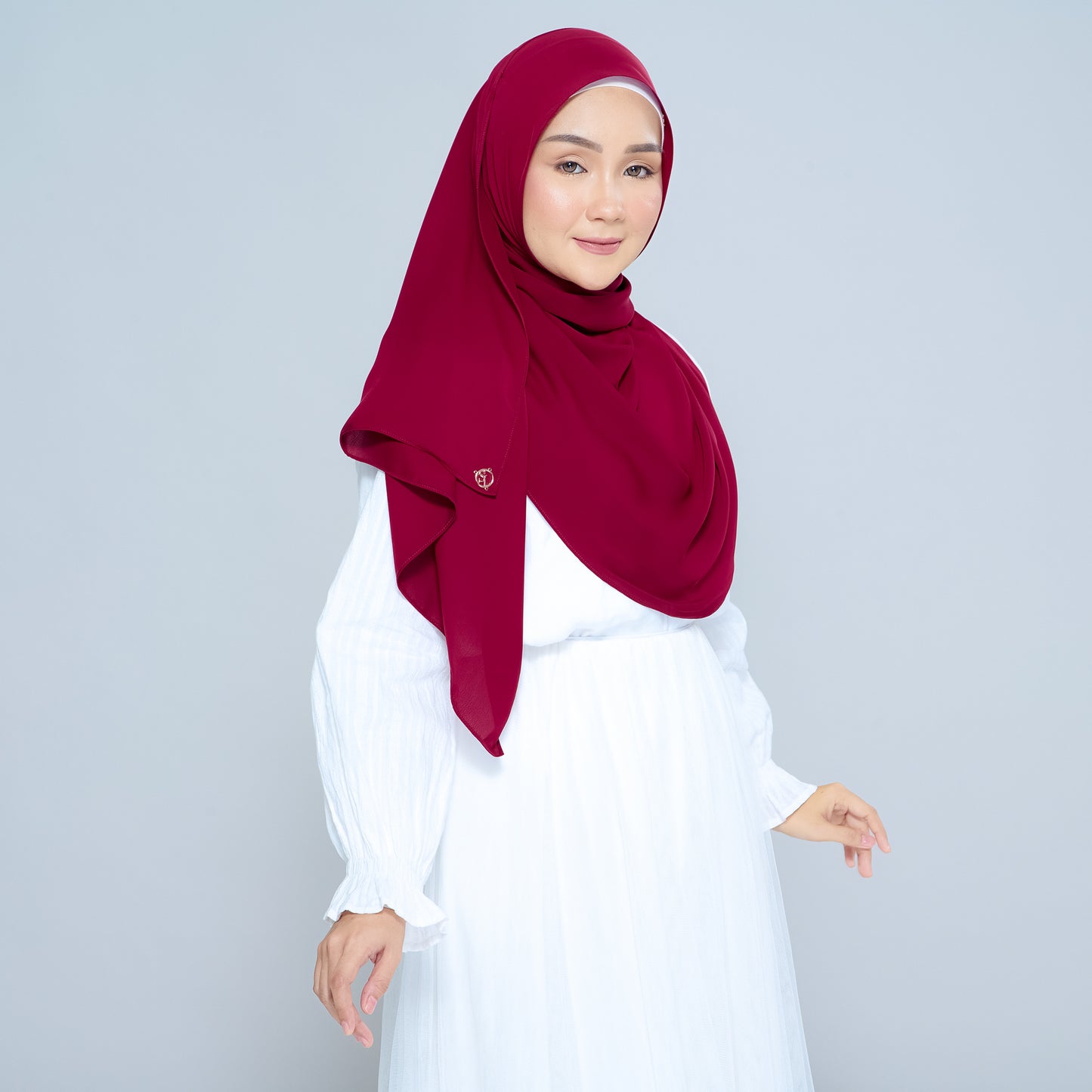 Semi-Instant Sarongje | Chiffon Silk in Crimson